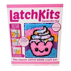 LatchKits Cupcake Mini-Rug Latch Hook Craft Kit Kids DIY Soft Fuzzy Design